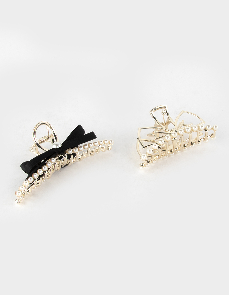 Bow Pearl Claw Hair Clips 2 Pack  image number 0