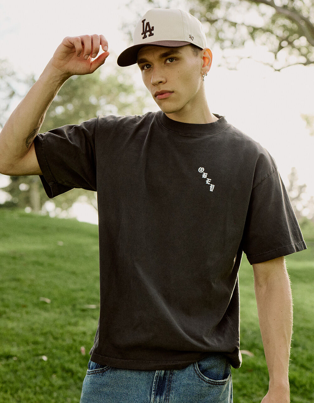 OBEY Spider Rose Mens Heavyweight Boxy Tee - WASHED BLACK | Tillys