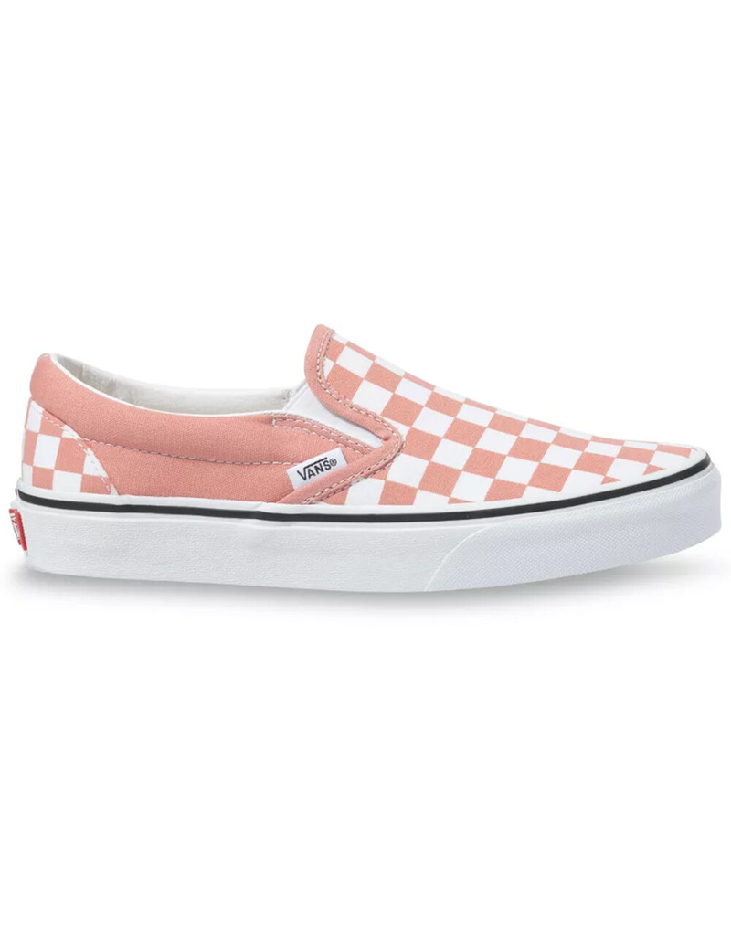 VANS Checkerboard Classic Slip-On Womens Rose Dawn & White Shoes image number 1