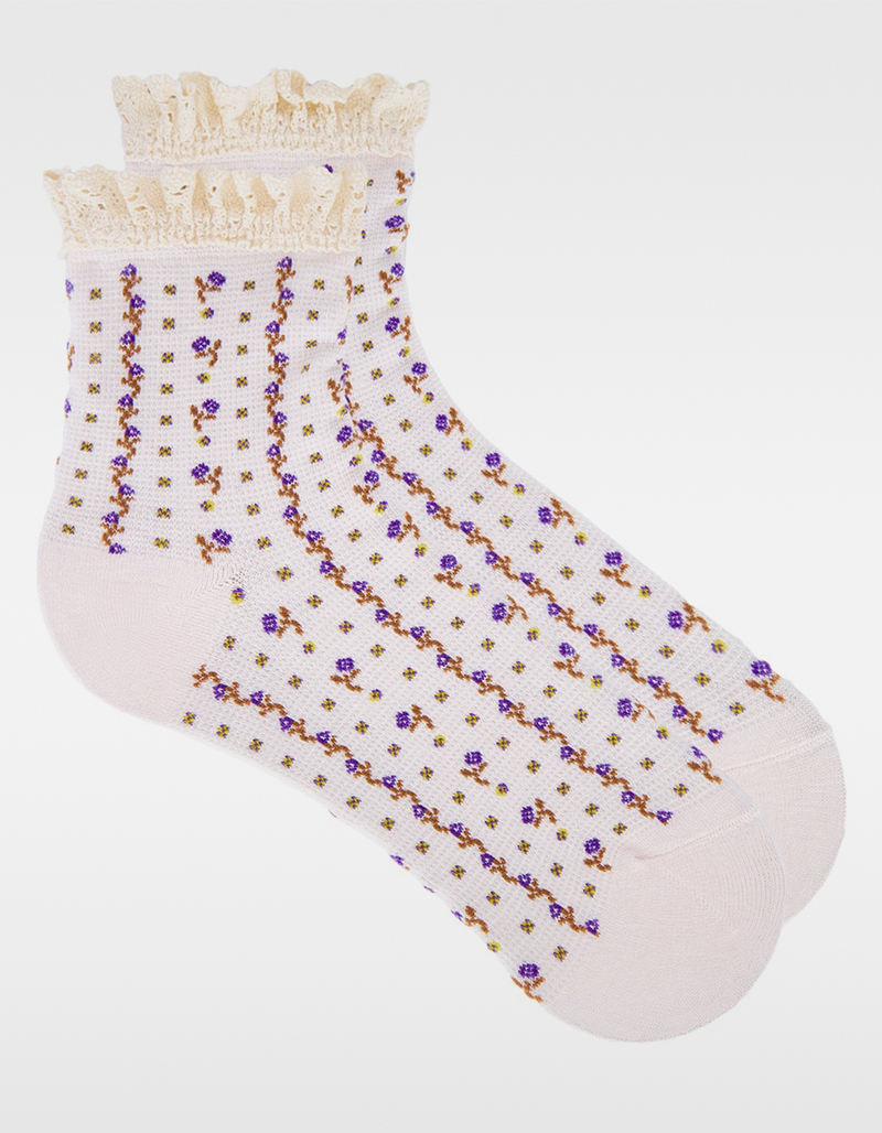 FREE PEOPLE Rosebud Waffle Knit Ankle Socks image number 0