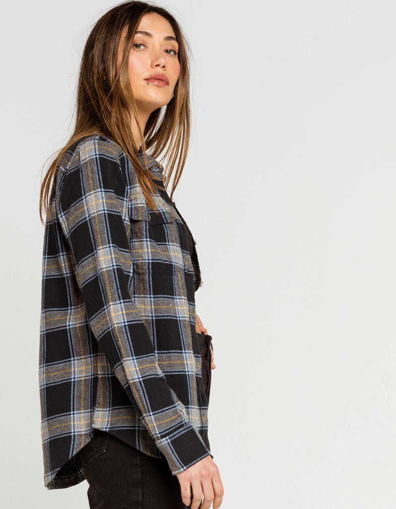 BRIXTON Bowery Womens Navy Flannel Shirt image number 2