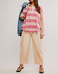 FREE PEOPLE Aster Womens Oversized Stripe Long Sleeve Polo Shirt image number 5
