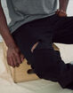 RSQ Mens Slim Straight Ripped Black Jeans image number 3