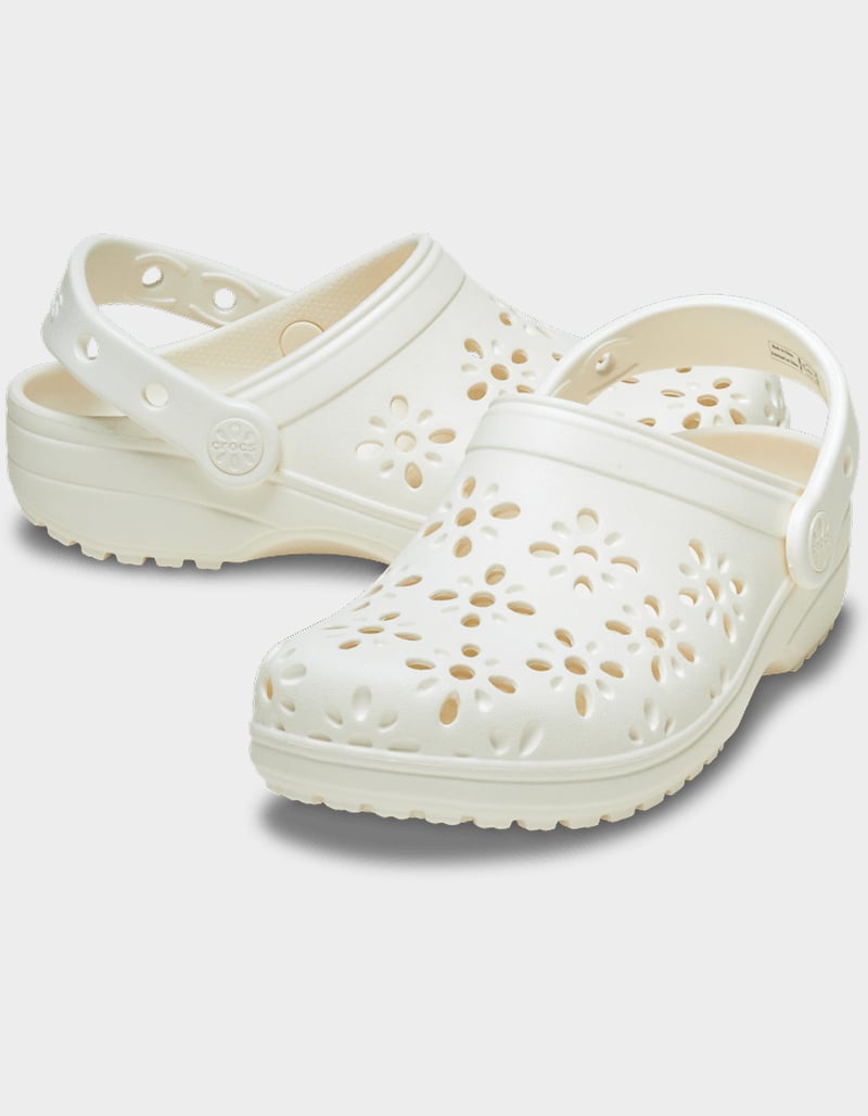 CROCS Floral Cut-Out Girls Classic Clogs image number 2