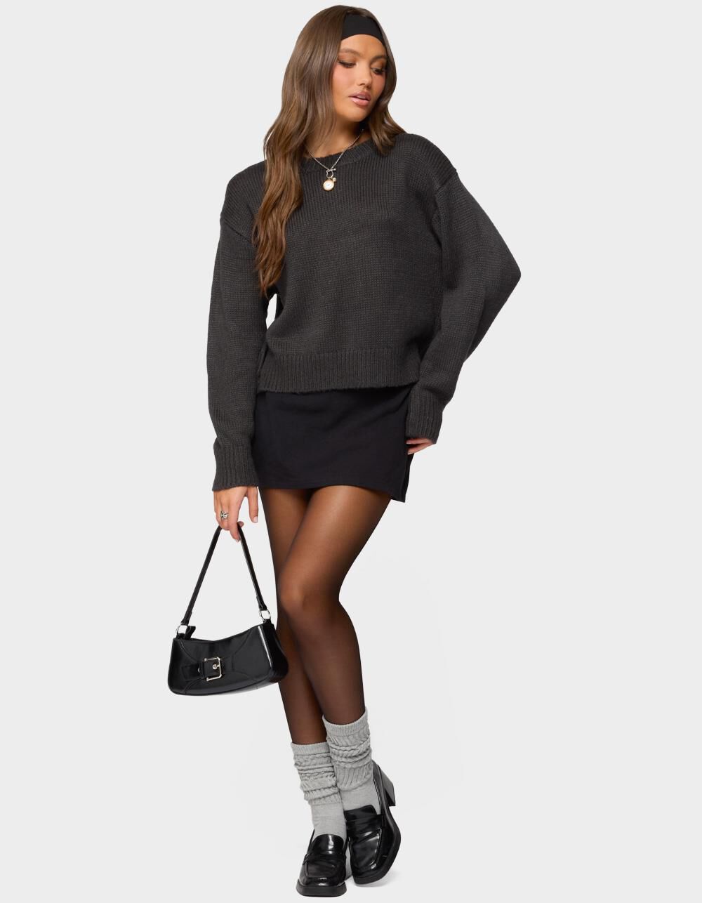 EDIKTED Kyrah Oversized Knit Sweater - GRAY | Tillys