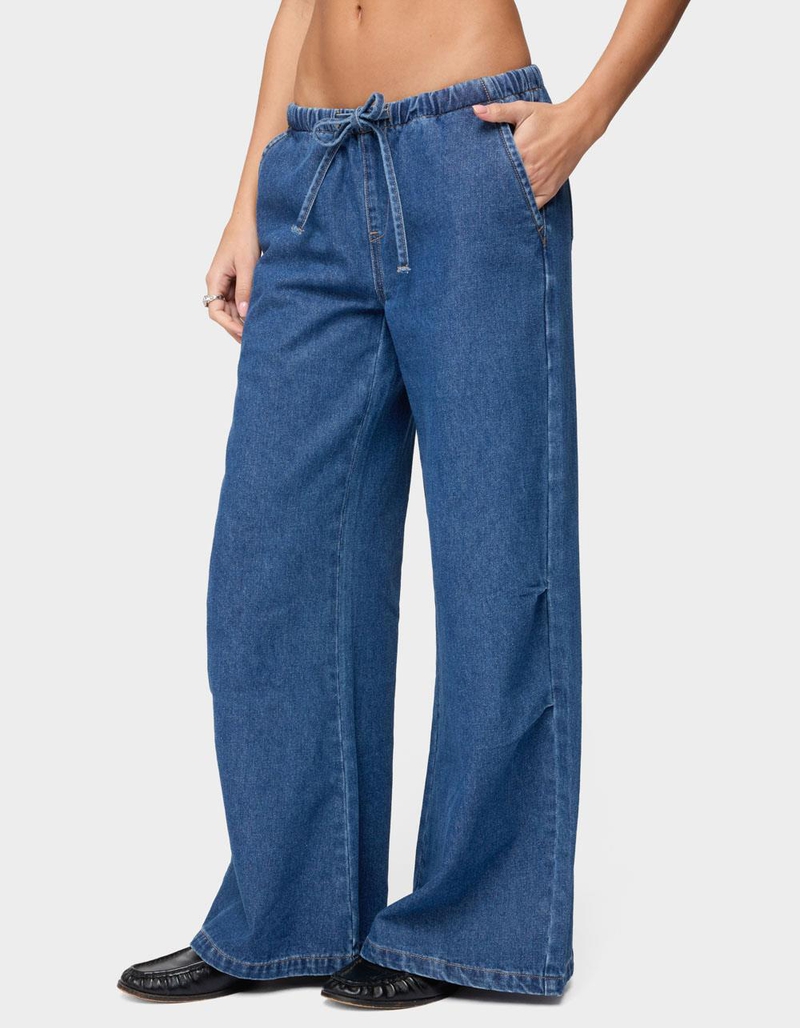 EDIKTED Vicky Tie Waist Low Rise Baggy Jeans image number 1