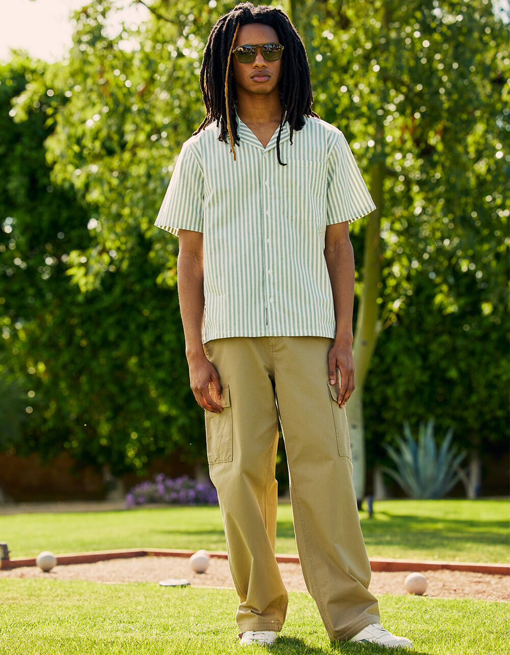 RSQ Mens Stripe Oxford Camp Shirt - SAGE | Tillys