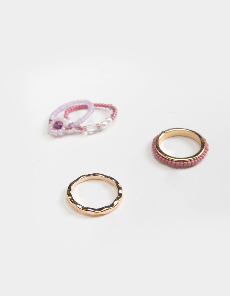 FULL TILT 4 Piece Beaded Flower Ring Set image number 0