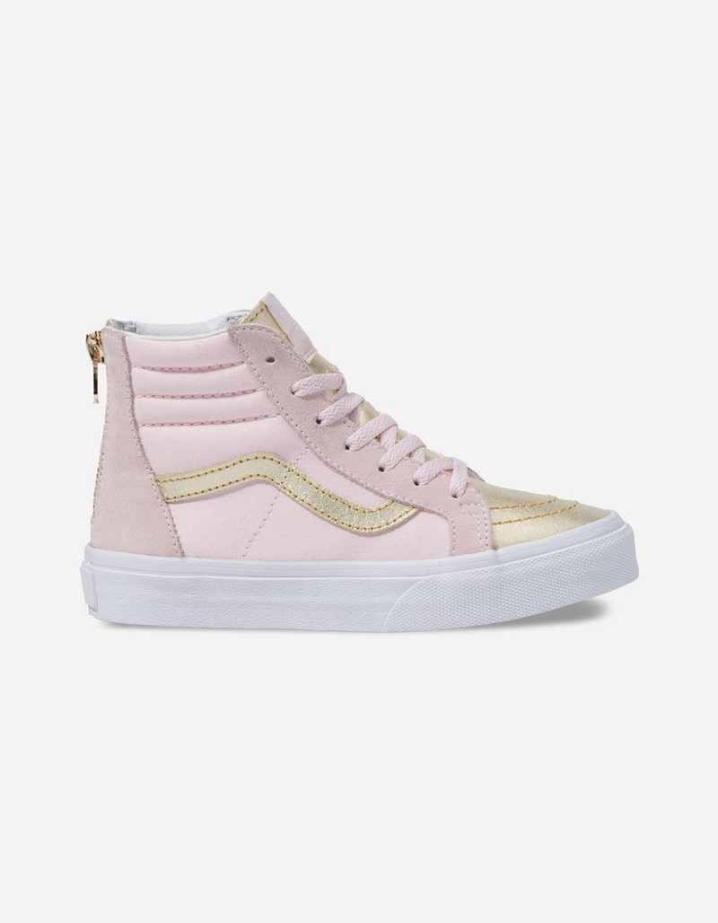 VANS Metallic Toe Sk8-Hi Zip Heavenly Pink & Gold Girls Shoes image number 0