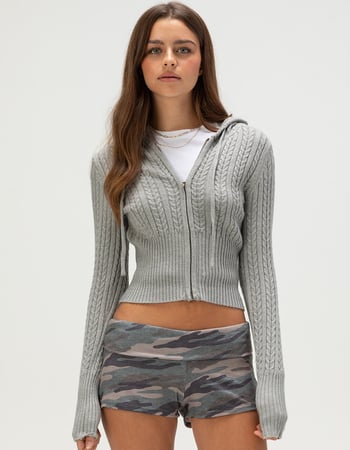 RSQ Womens Cable Knit Zip-Up Sweater Primary Image