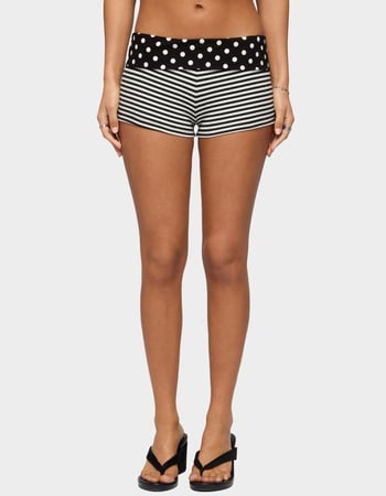 EDIKTED Presley Stripe & Polka Dot Foldover Shorts Primary Image