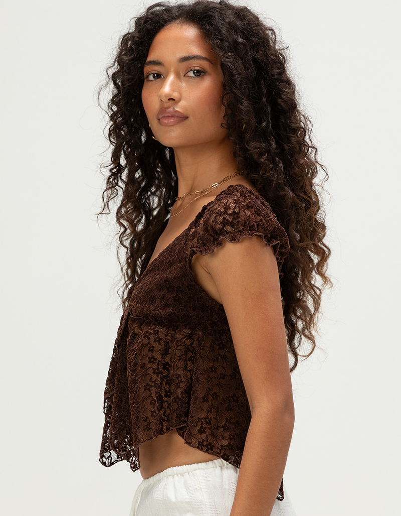 NECTAR CLOTHING Womens Flocked Butterfly Top image number 3