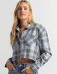 RSQ Womens Jewel Tone Plaid Crop Flannel image number 1