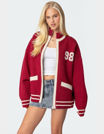 EDIKTED 98 Varsity Zip Up Sweater Primary Image