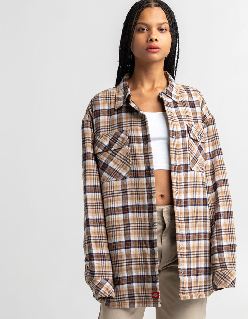 DICKIES Womens Oversized Plaid Flannel Jacket image number 1