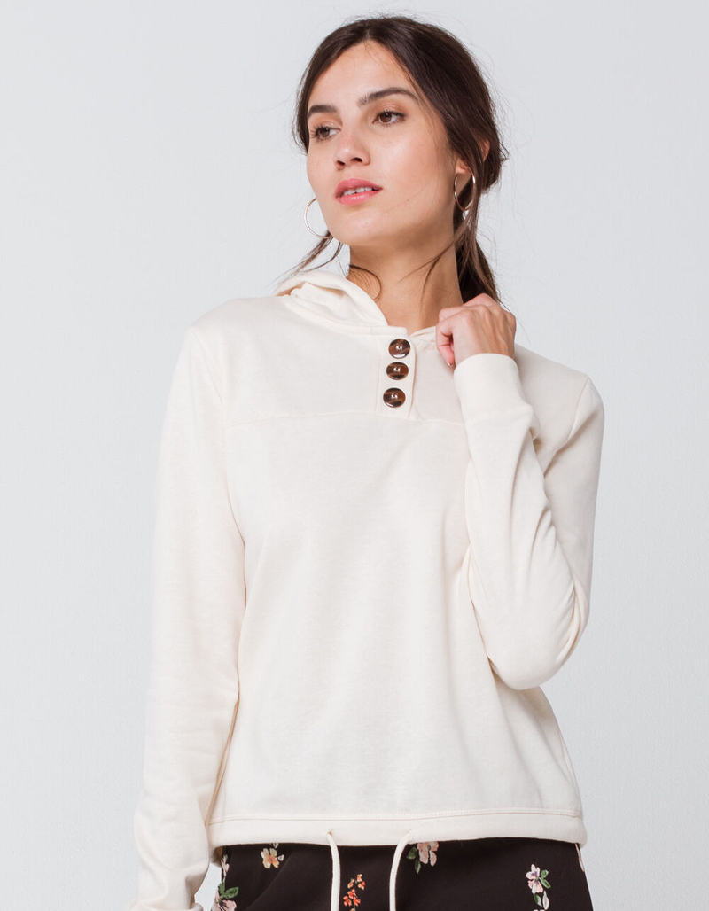 SKY & SPARROW Button Down Cream Womens Hoodie image number 0