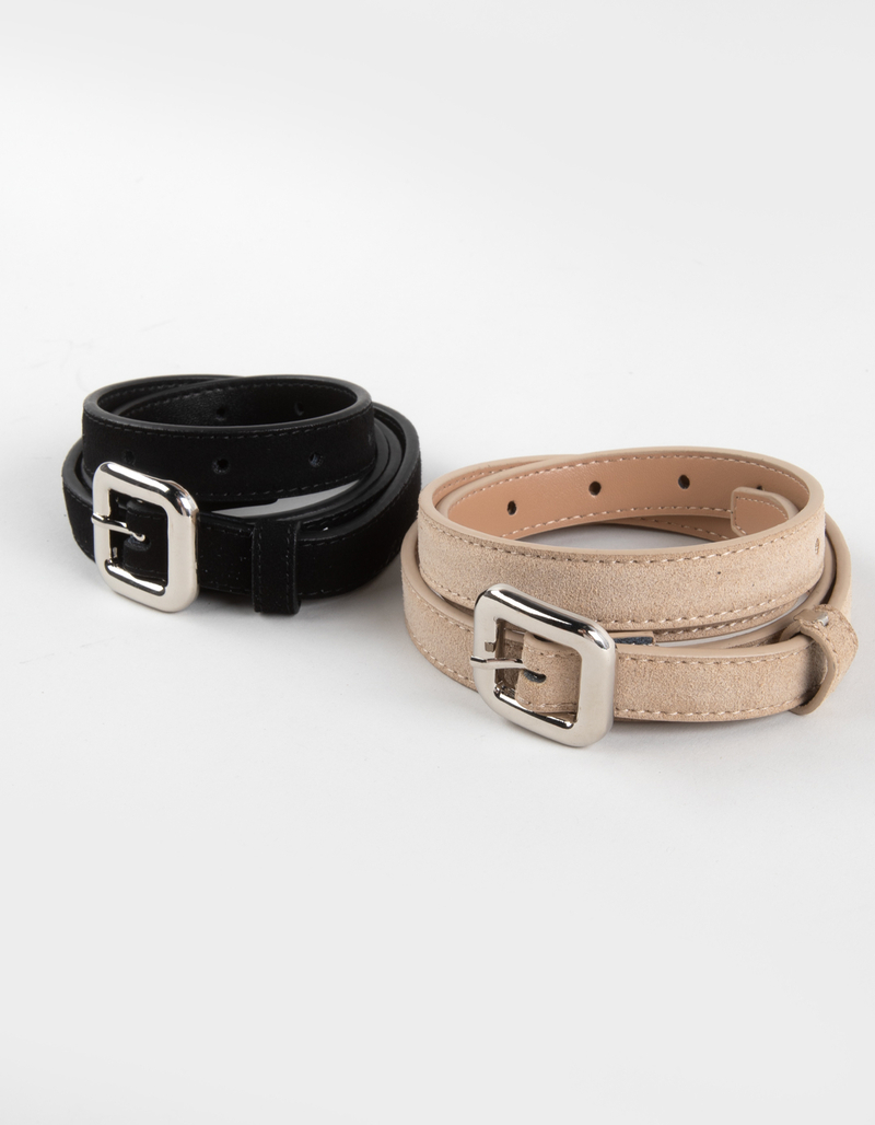 Skinny Faux Suede Belts 2 Pack image number 1