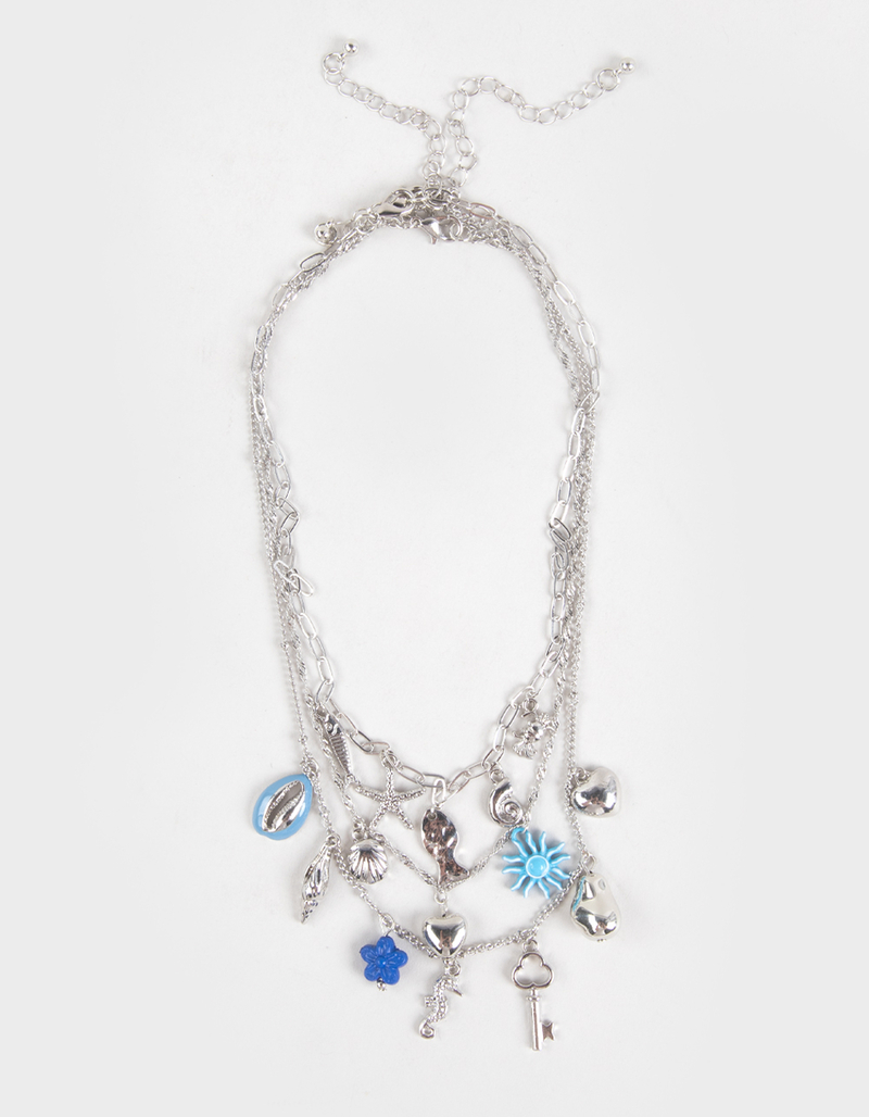 FULL TILT Layered Shell/Flower Multi Charm Necklace image number 0