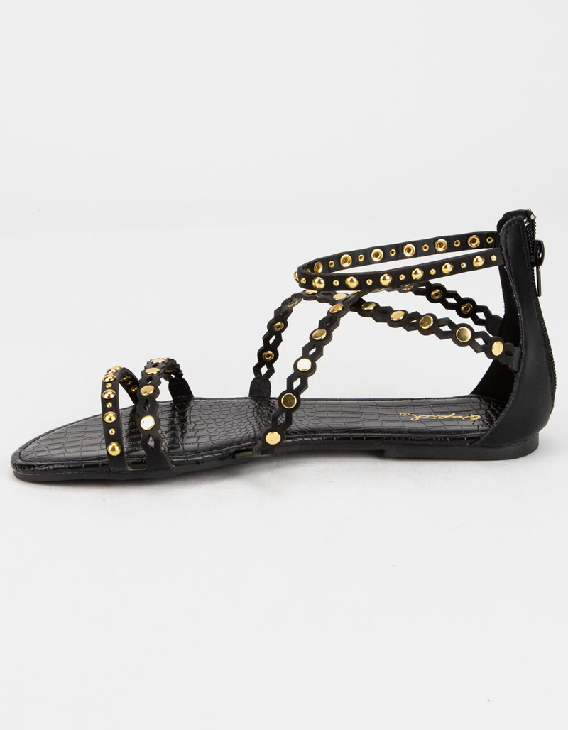 QUPID Studded Womens Black Gladiator Sandals image number 3