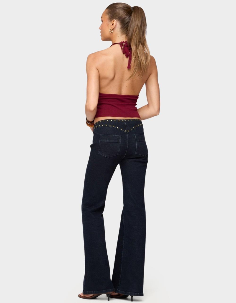 EDIKTED Missie Knitted Plunge Neck Halter Top image number 3