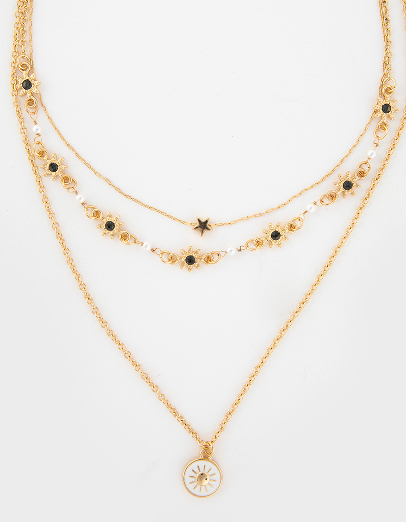 FULL TILT Layered Flower Sun Charm Necklace image number 1