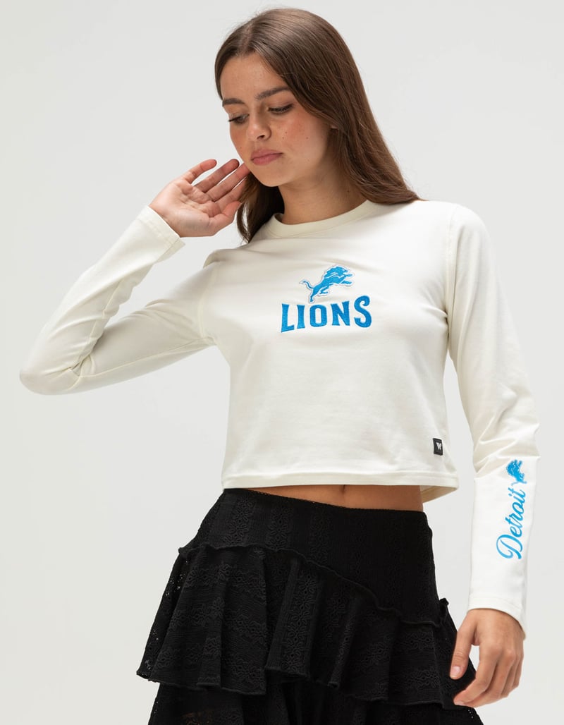 THE WILD COLLECTIVE Detroit Lions Womens Long Sleeve Baby Tee image number 0