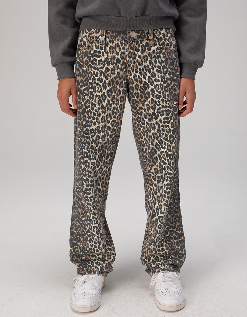 RSQ Girls Low Rise Leopard Print Baggy Jeans image number 3