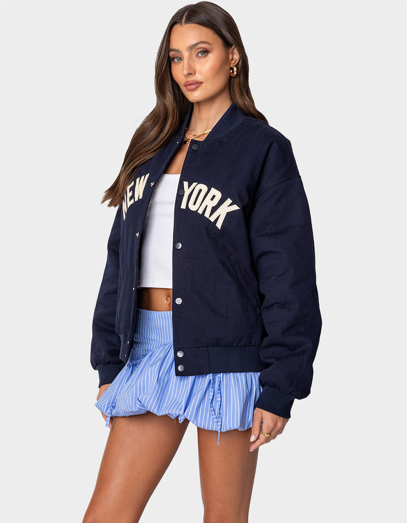 EDIKTED Big Apple Oversized Bomber Jacket image number 2