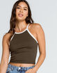 HEART & HIPS Womens Olive Ringer Tank image number 1