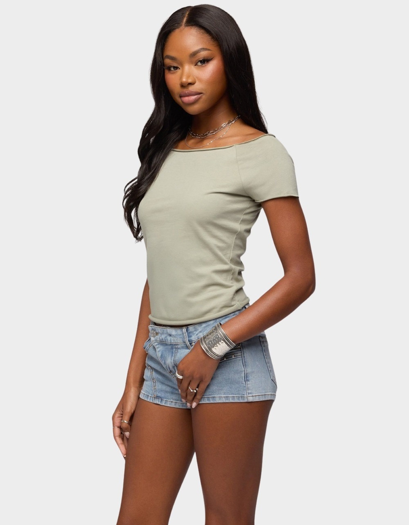 EDIKTED Kamalah Boat Neck Cotton Tee image number 1
