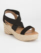QUPID Elastic Ankle Espadrille Black Womens Wedge Sandals image number 1