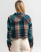 RSQ Womens Jewel Tone Plaid Crop Flannel image number 3