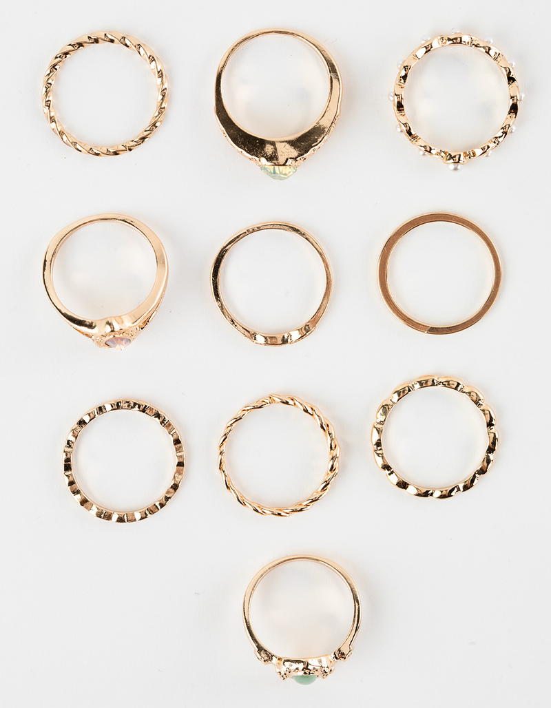 FULL TILT 10 Pack Dainty Stone Ring Set image number 2