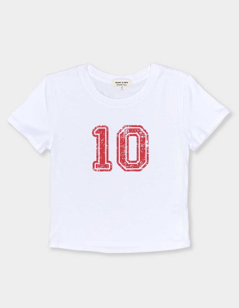 VARSITY 10 Distressed Womens Baby Tee image number 1
