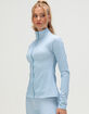 HAPPY CAMP3R Harper Sky Blue Gingham Womens Zip-Up Active Top image number 3