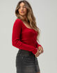 RSQ Womens Long Sleeve Square Neck Rib Bow Top image number 3