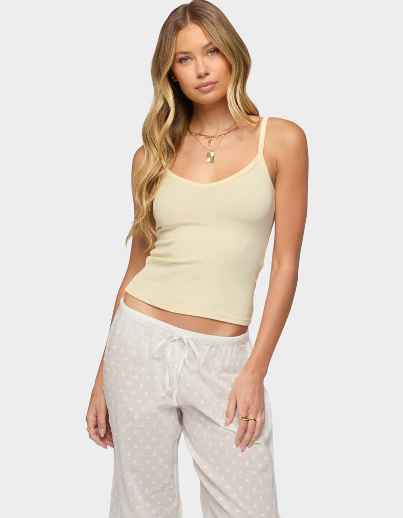 EDIKTED Aspyn V-Neck Ribbed Tank Top image number 0