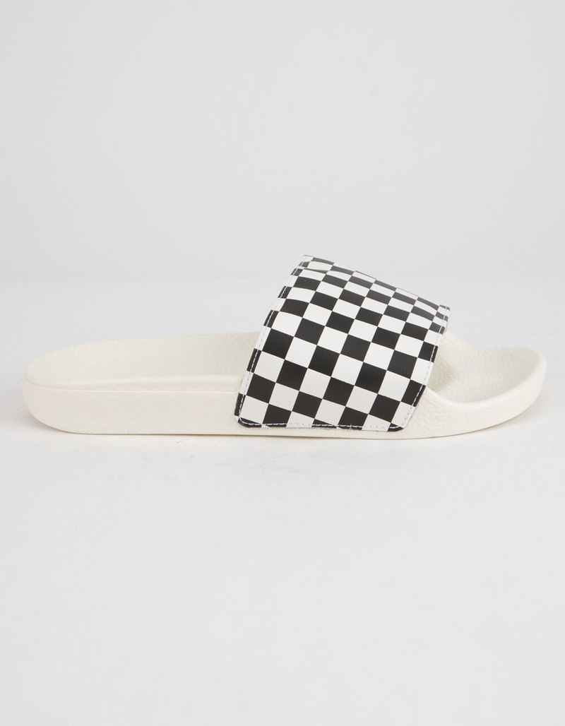 VANS Checkered Black & White Womens Slide Sandals image number 1