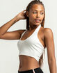 HEART & HIPS Scoop Neck Womens Soft White Halter Crop Top image number 2