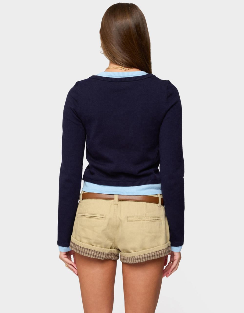 EDIKTED Marthie Layered Knit V-Neck Top image number 2