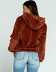 FULL TILT Fur Hooded Womens Rust Bomber Jacket image number 3