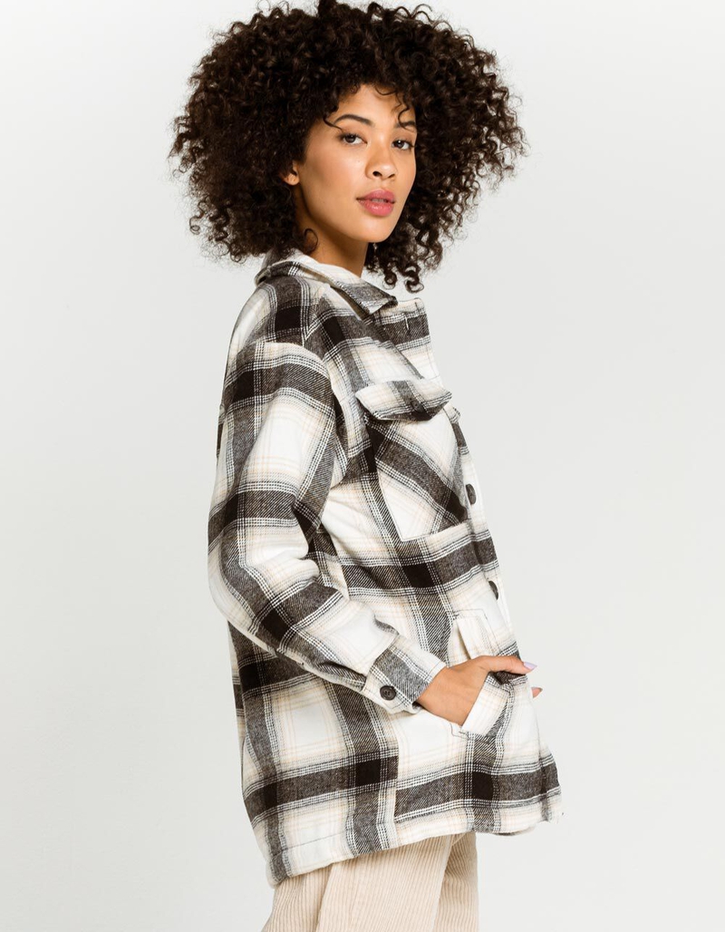 LOVE TREE Plaid Sherpa Womens Jacket image number 1