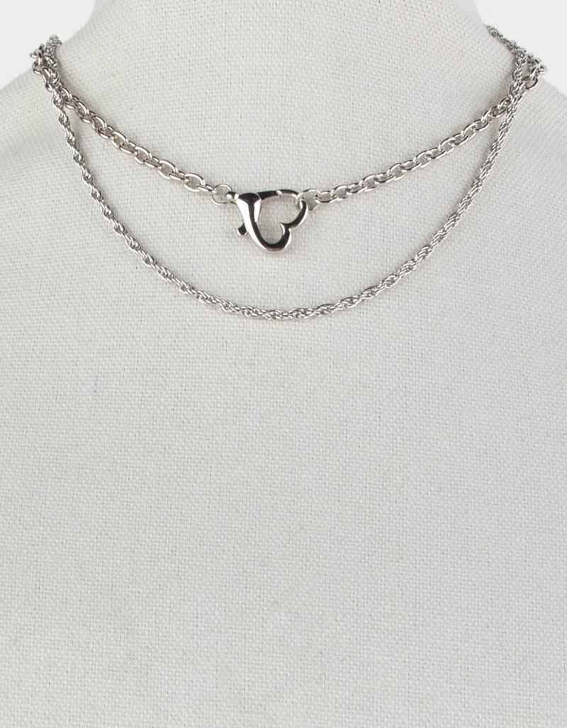 RSQ 2 Pack Chain Layered Heart Lock Necklace image number 2
