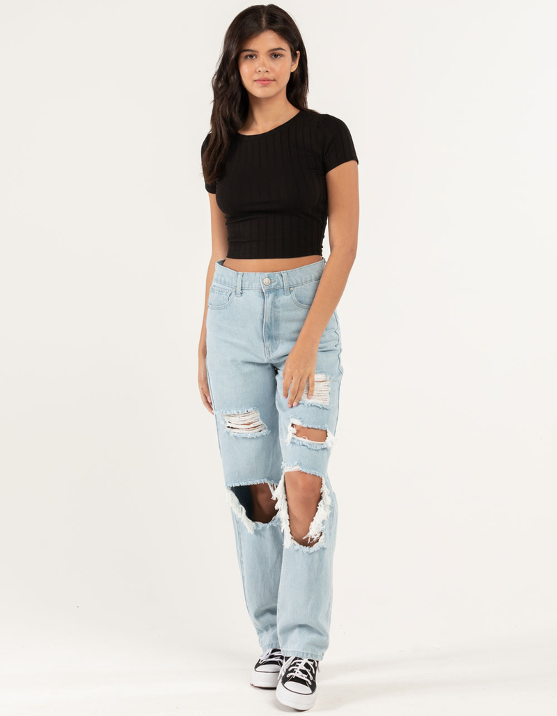 BOZZOLO Wide Rib Womens Crew Neck Top image number 3