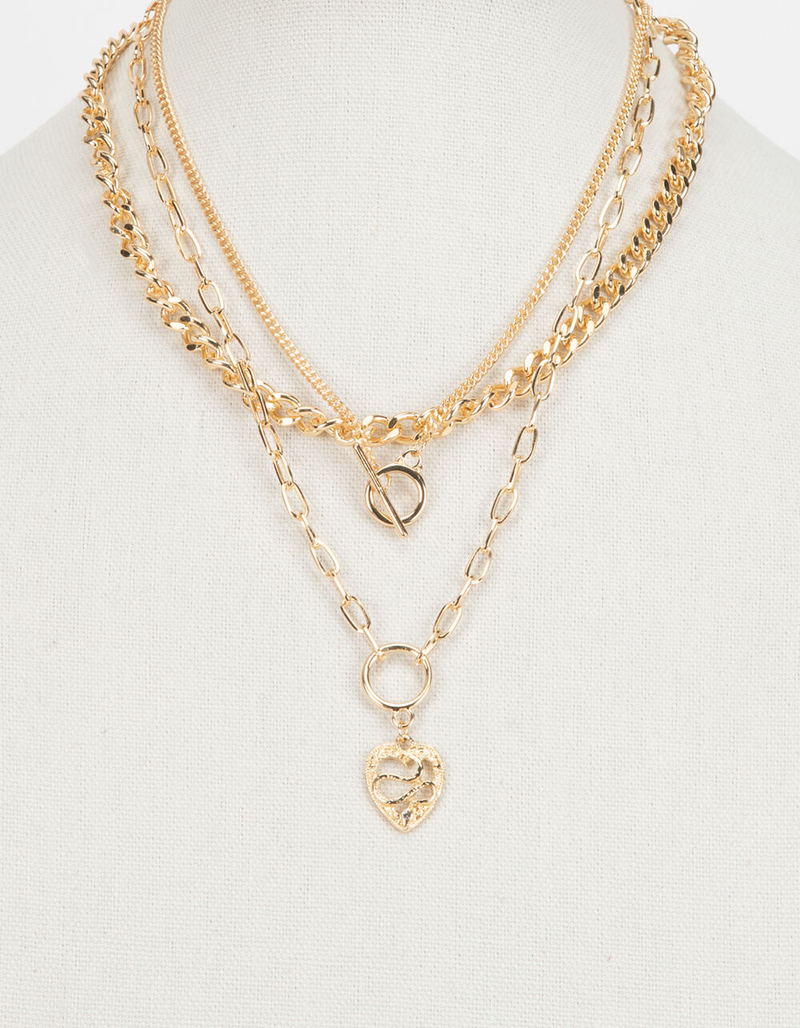 FULL TILT Layered Heart & Snake Necklace image number 3