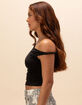 TILLYS Butter Soft Asymmetrical Off The Shoulder Womens Top image number 3