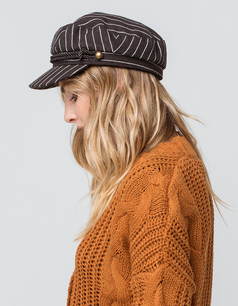 Striped Black & White Fiddler Cap image number 1