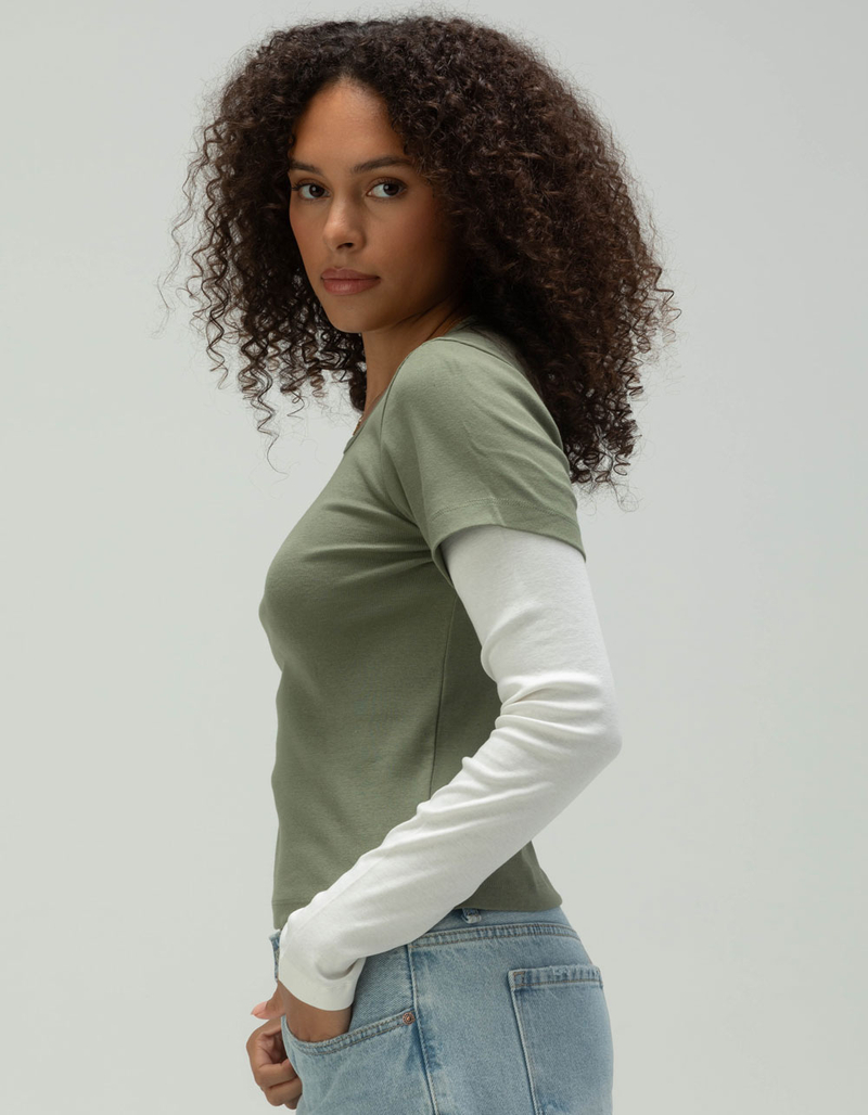 RSQ Womens 2FER Long Sleeve Tee image number 2