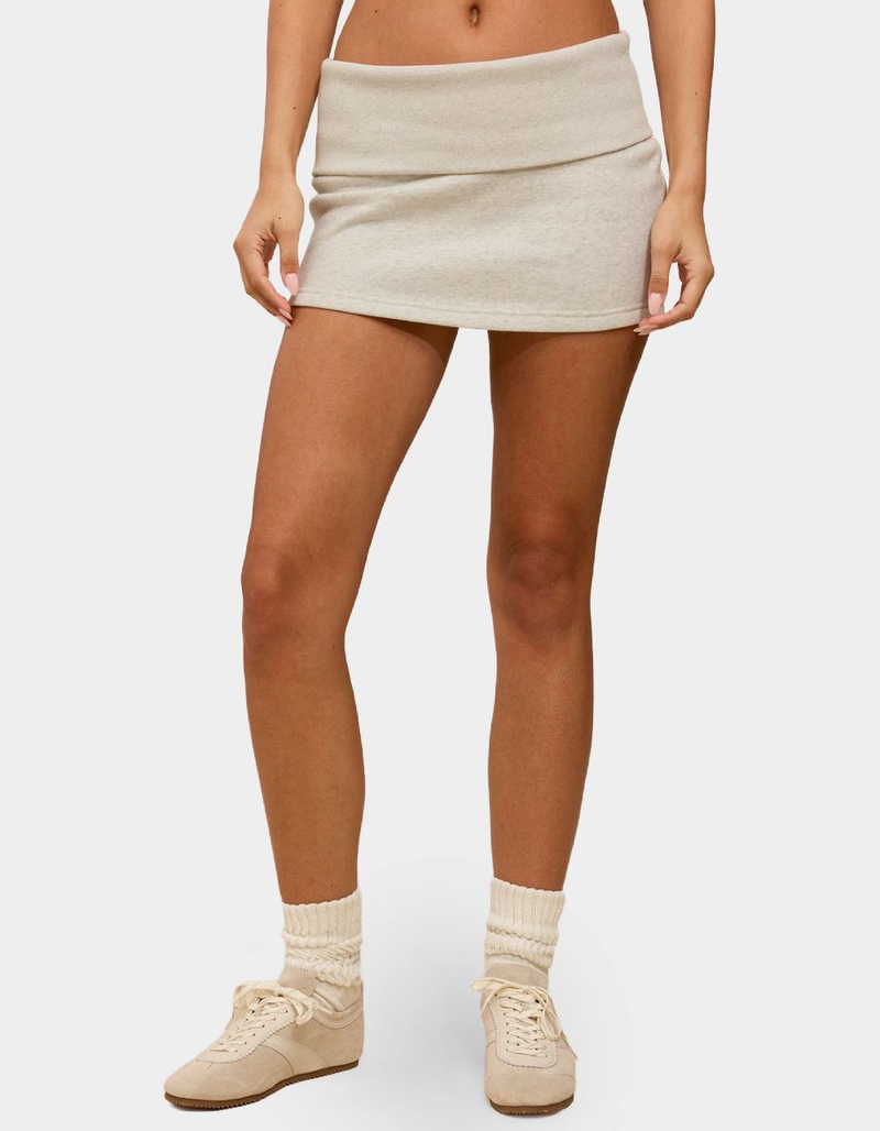 EDIKTED Nayel Fleece Foldover Mini Skirt image number 1