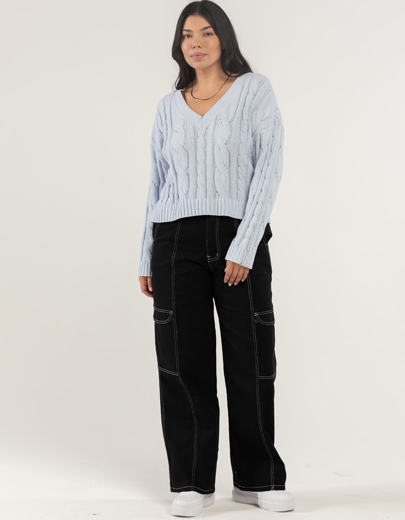 RSQ Womens Chenille Cable V Neck Sweater image number 1